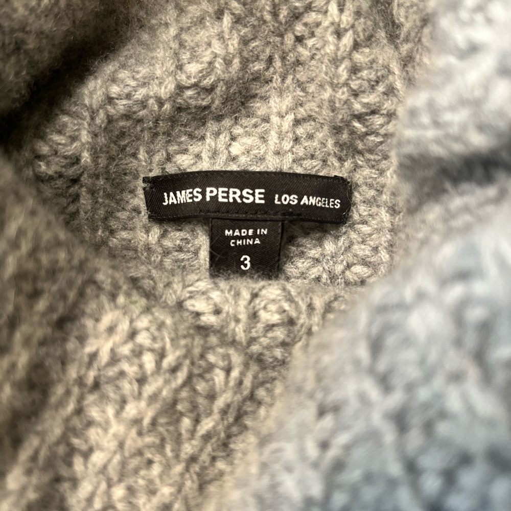 James Perse Gray 100% Cashmere Ribbed Turtleneck Sweater, size 3 - Picture 12 of 14